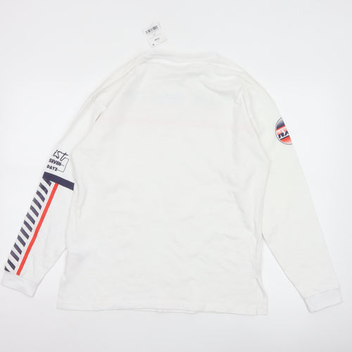 Next Boys White Long Sleeve Graphic T-Shirt 13 Years Casual Cotton Top