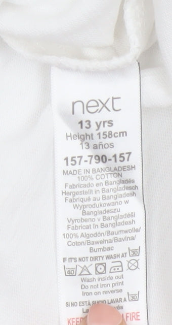 Next Boys White Long Sleeve Graphic T-Shirt 13 Years Casual Cotton Top
