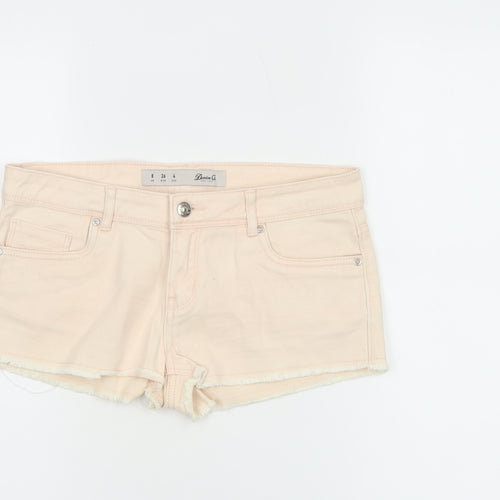 Denim Co. Women’s Beige Size 8 Hot Pants Frayed Denim Shorts