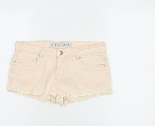 Denim Co. Women’s Beige Size 8 Hot Pants Frayed Denim Shorts