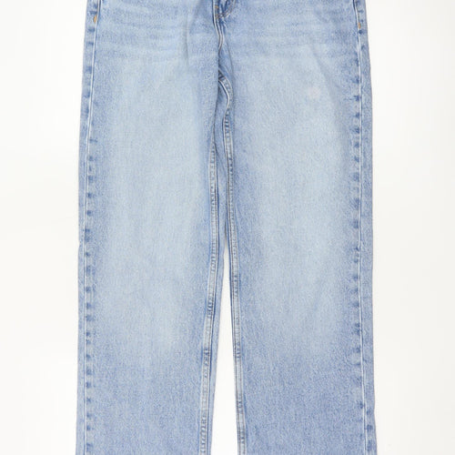 Bershka Women’s Blue High Rise Straight Denim Jeans Size 10