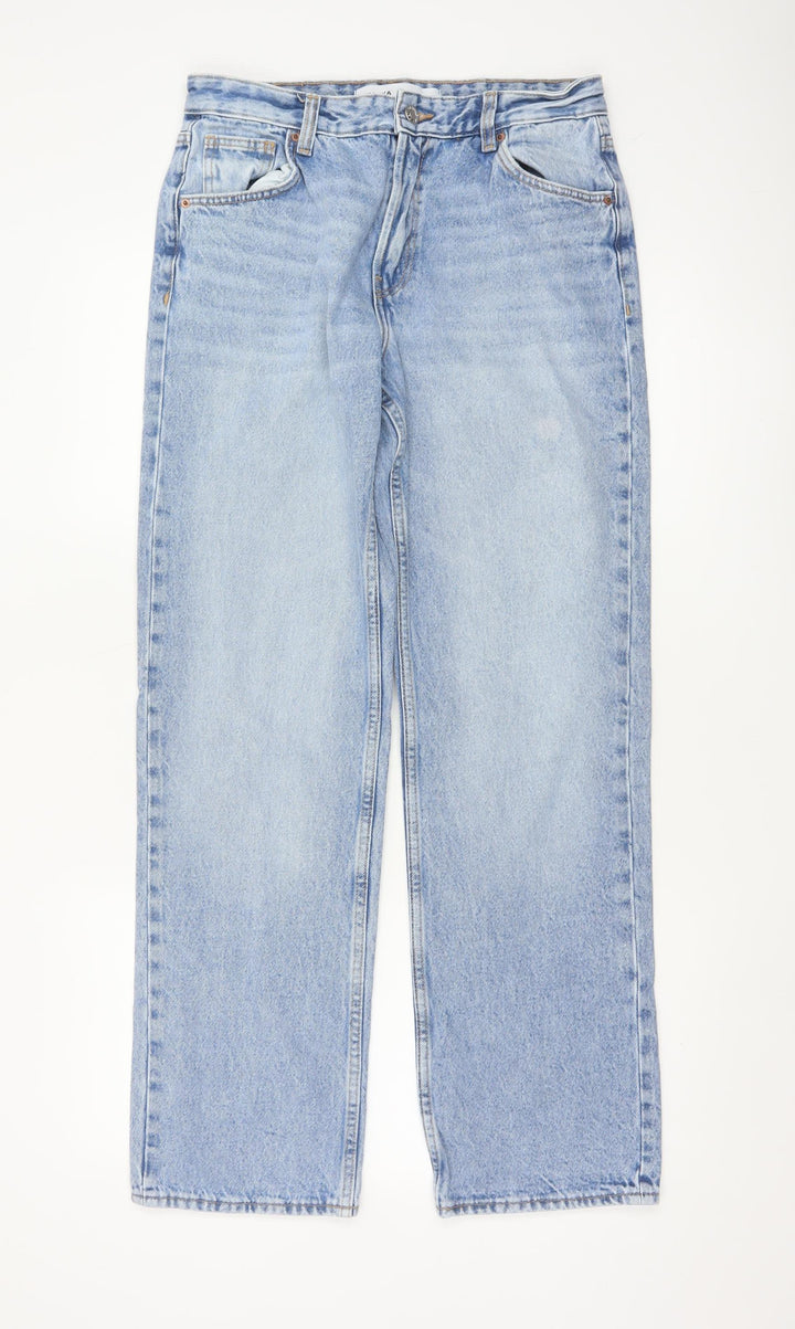 Bershka Women’s Blue High Rise Straight Denim Jeans Size 10
