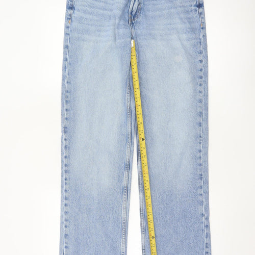 Bershka Women’s Blue High Rise Straight Denim Jeans Size 10