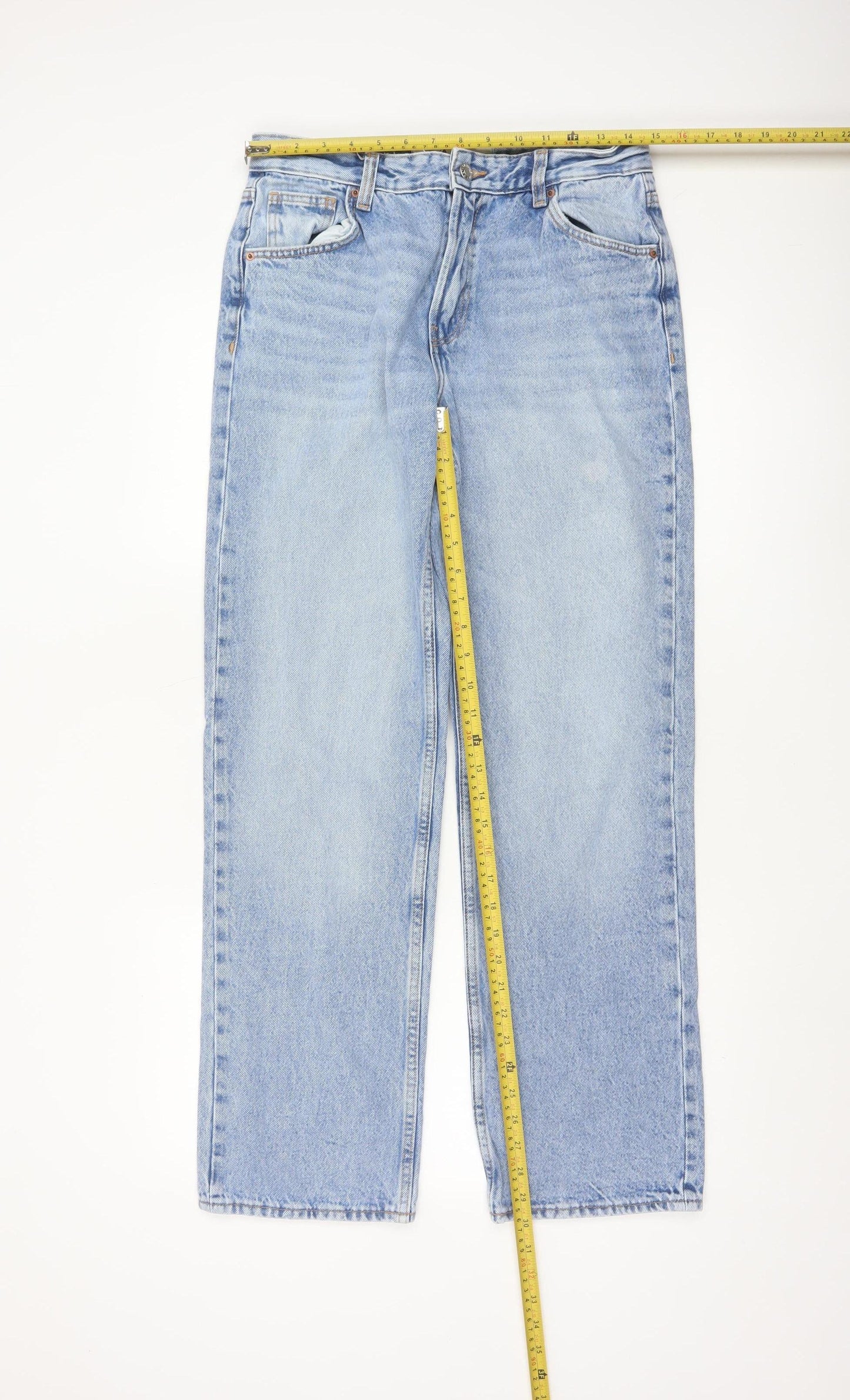 Bershka Women’s Blue High Rise Straight Denim Jeans Size 10
