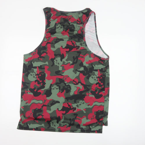 Sonneti Men's Green Red Camouflage Sleeveless Tank Top XL
