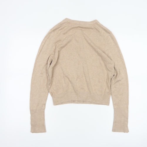 Zara Womens Beige Long Sleeve Cardigan with Button Accents Size 12