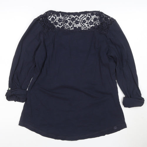 Fat Face Women's Blue Crochet Tunic Blouse Size 16 Cotton