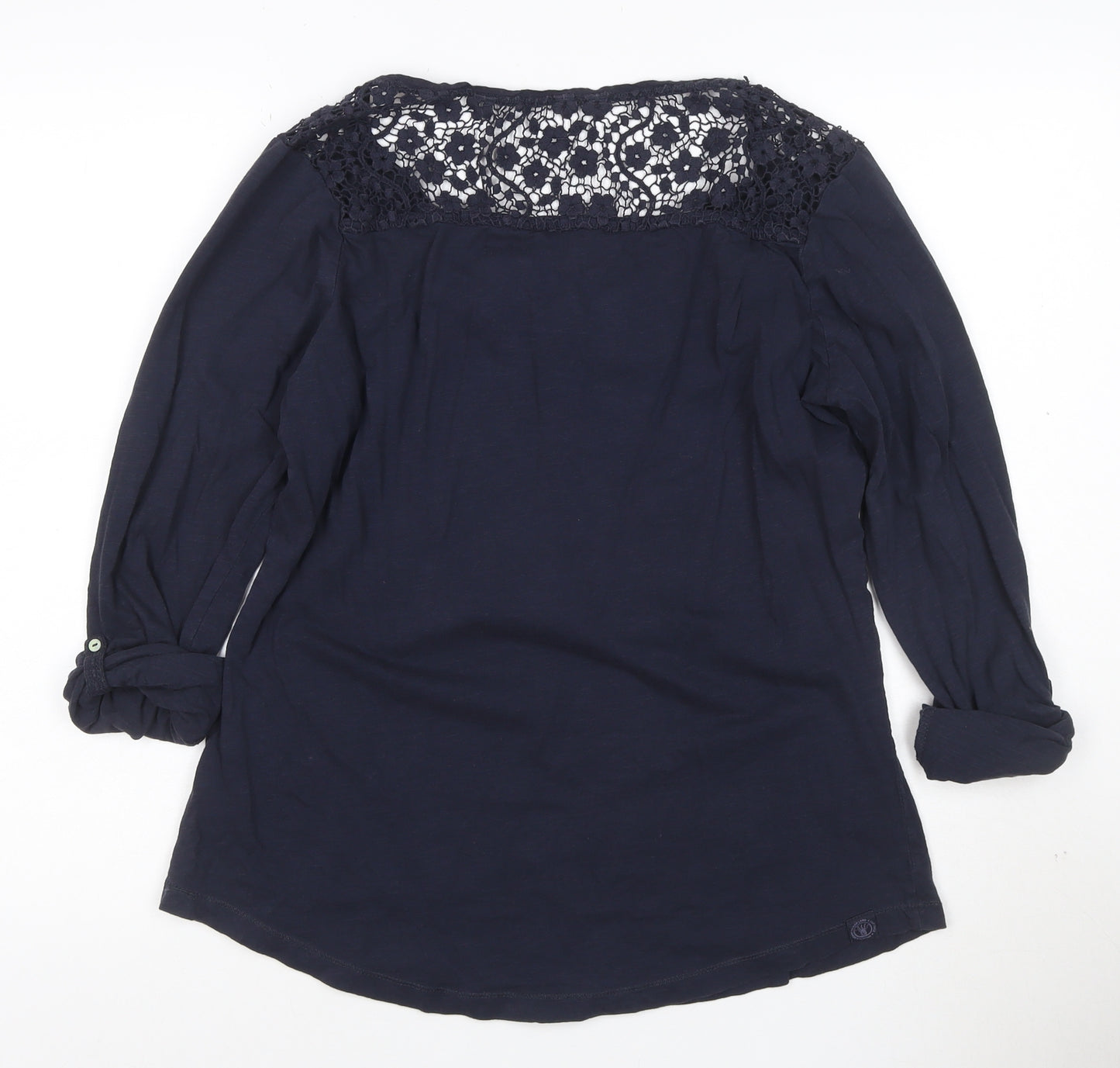 Fat Face Women's Blue Crochet Tunic Blouse Size 16 Cotton