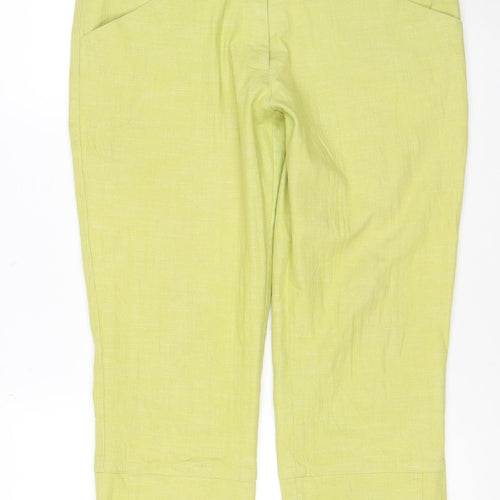 SOLO Italy Women’s Green Linen Blend Cropped Jeans Size 14