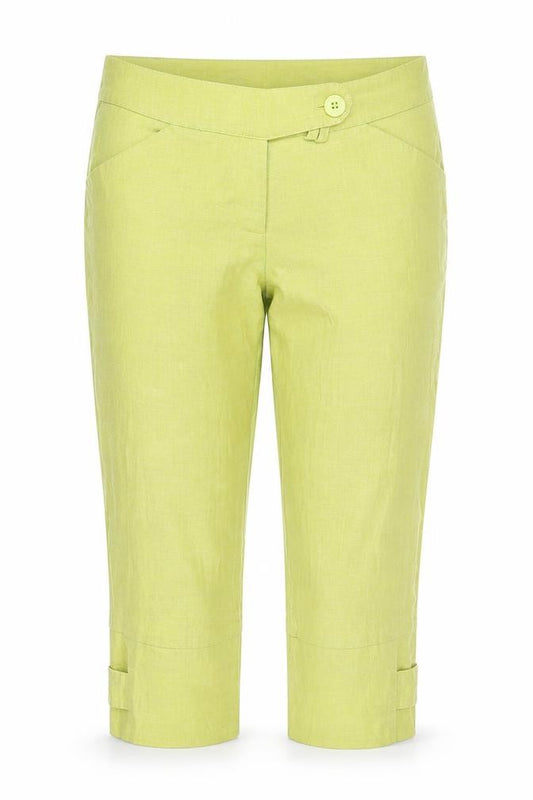 SOLO Italy Women’s Green Linen Blend Cropped Jeans Size 14