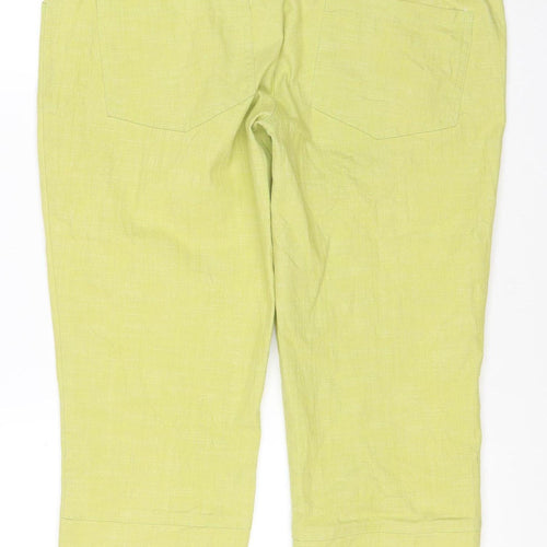 SOLO Italy Women’s Green Linen Blend Cropped Jeans Size 14