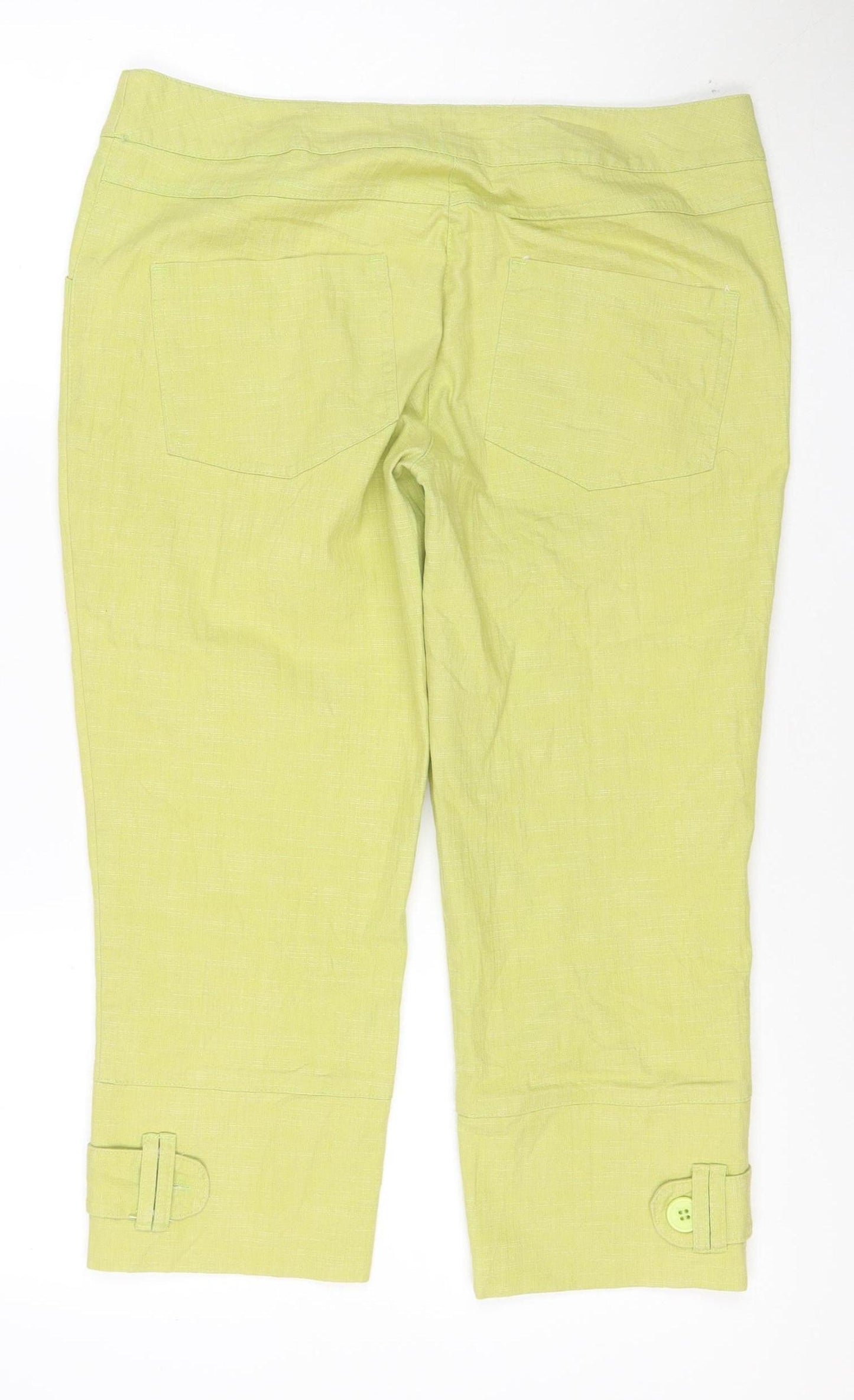 SOLO Italy Women’s Green Linen Blend Cropped Jeans Size 14