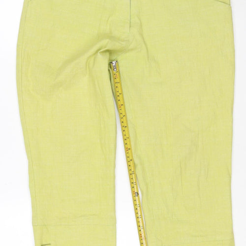 SOLO Italy Women’s Green Linen Blend Cropped Jeans Size 14