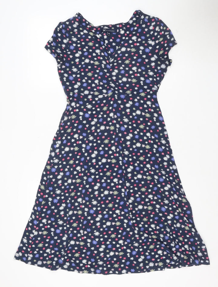 Crew Clothing Women Blue Floral Fit & Flare Dress Size 10