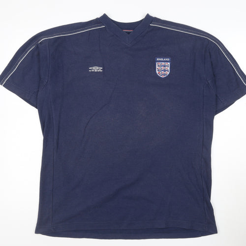 Umbro Men’s Blue England V-Neck Short Sleeve T-Shirt XL