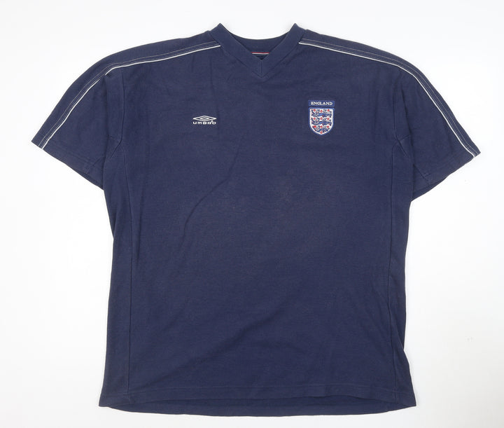 Umbro Men’s Blue England V-Neck Short Sleeve T-Shirt XL