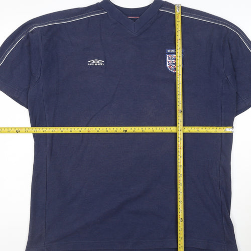 Umbro Men’s Blue England V-Neck Short Sleeve T-Shirt XL
