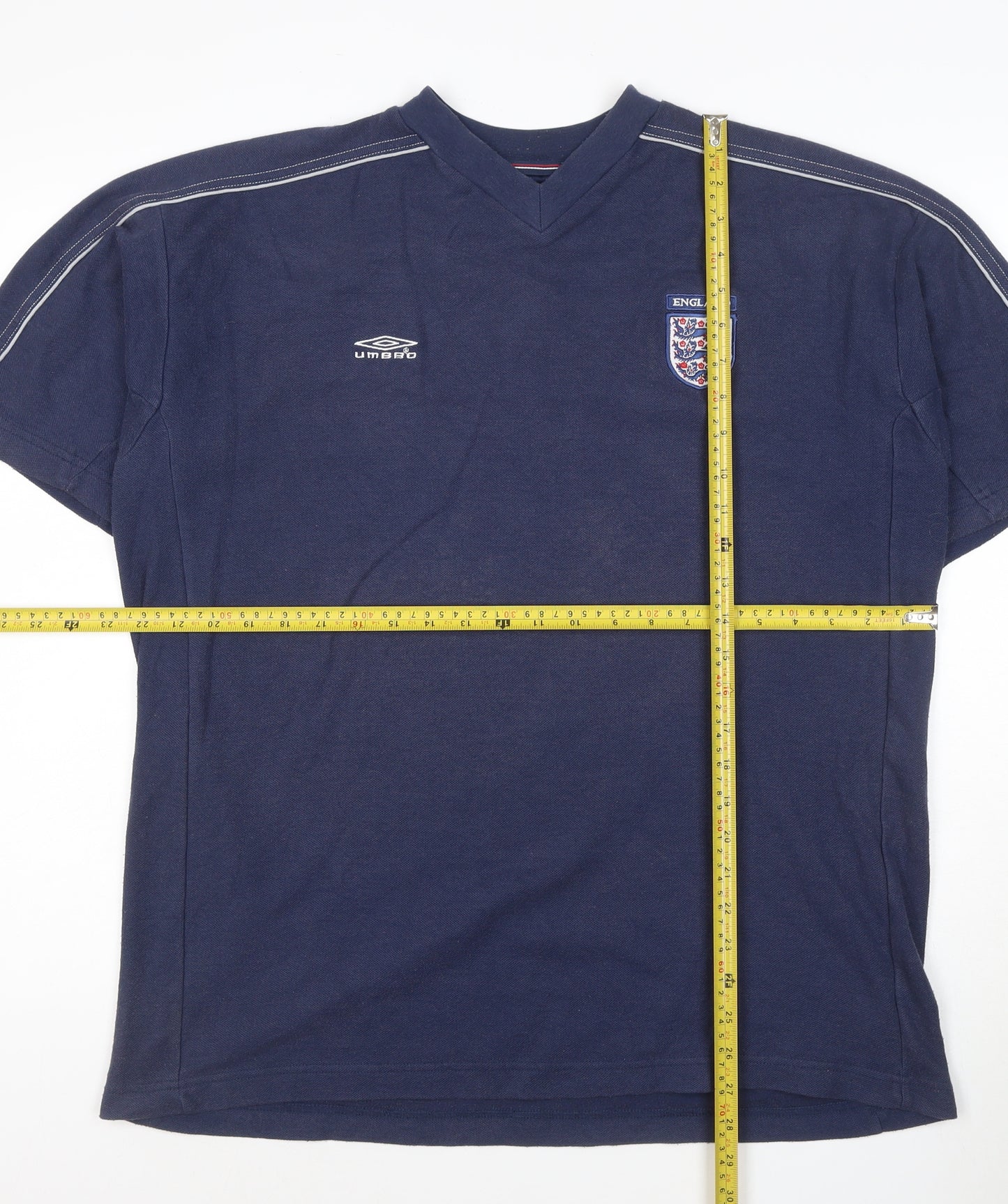 Umbro Men’s Blue England V-Neck Short Sleeve T-Shirt XL