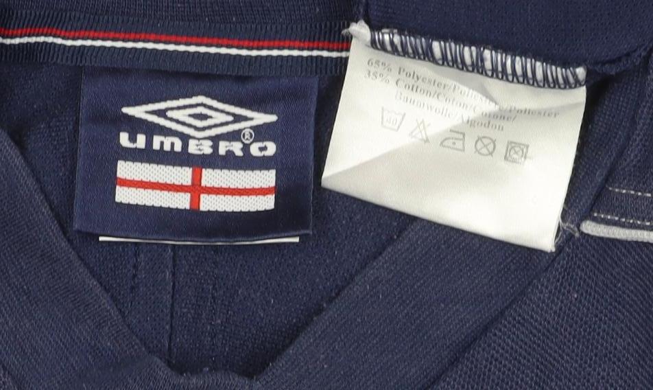 Umbro Men’s Blue England V-Neck Short Sleeve T-Shirt XL
