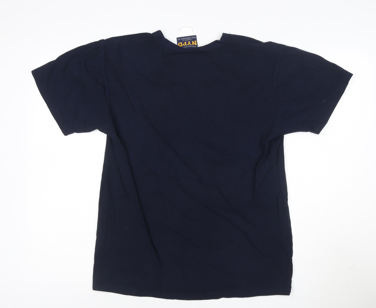 NYPD Men Blue Cotton Crew Neck Short Sleeve Logo T-Shirt M