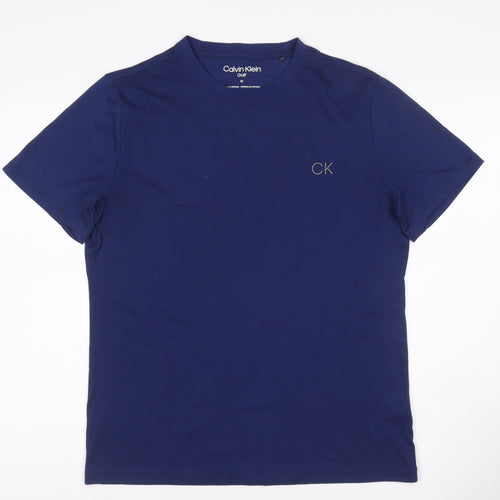 Calvin Klein Golf Men's Navy Blue Polyester Crew Neck T-Shirt M