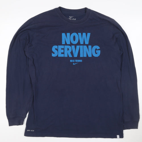 Nike Men's Blue Dri-Fit Long Sleeve Tennis T-Shirt Size L