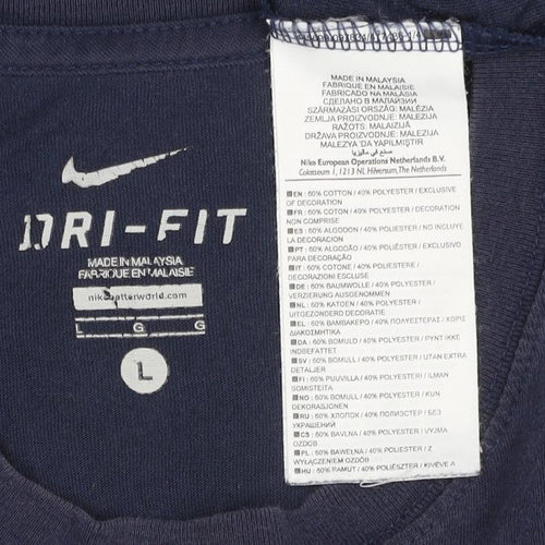 Nike Men's Blue Dri-Fit Long Sleeve Tennis T-Shirt Size L