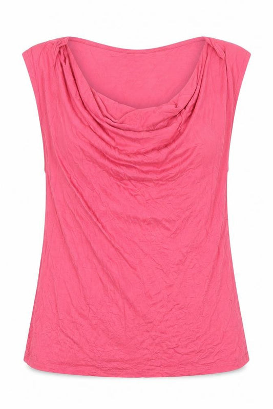 Front view of Nougat London Women’s Pink Viscose Cowl Neck Sleeveless Blouse, size UK 14