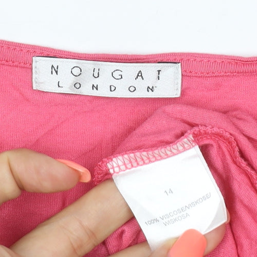 Nougat London Women’s Pink Viscose Cowl Neck Sleeveless Blouse Size 14