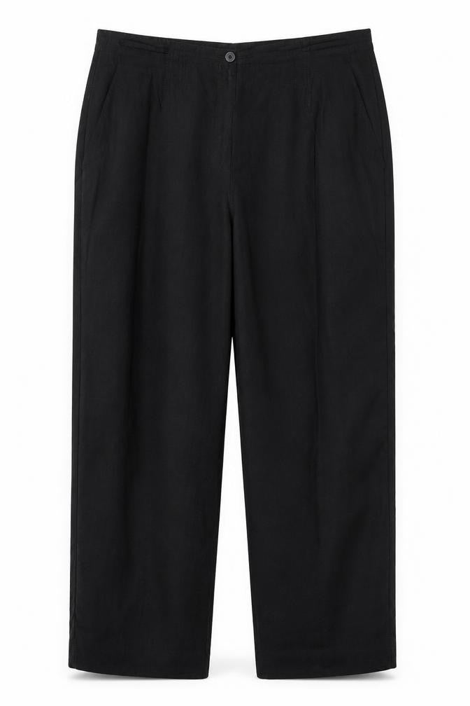 Front view of Windsmoor women’s black, size UK 16, linen blend wide-leg trousers