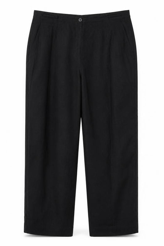 Front view of Windsmoor women’s black, size UK 16, linen blend wide-leg trousers