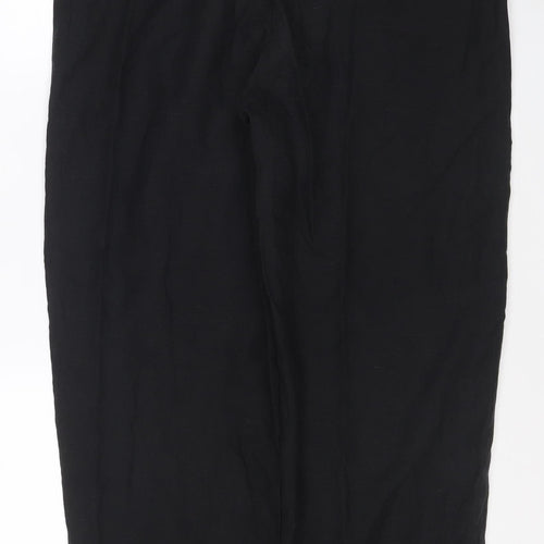 Windsmoor Womens Black Size 16 Linen Blend Wide-Leg Trousers