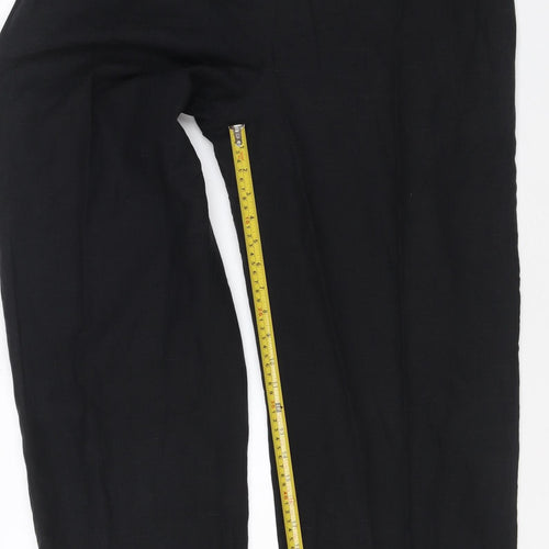 Windsmoor Womens Black Size 16 Linen Blend Wide-Leg Trousers