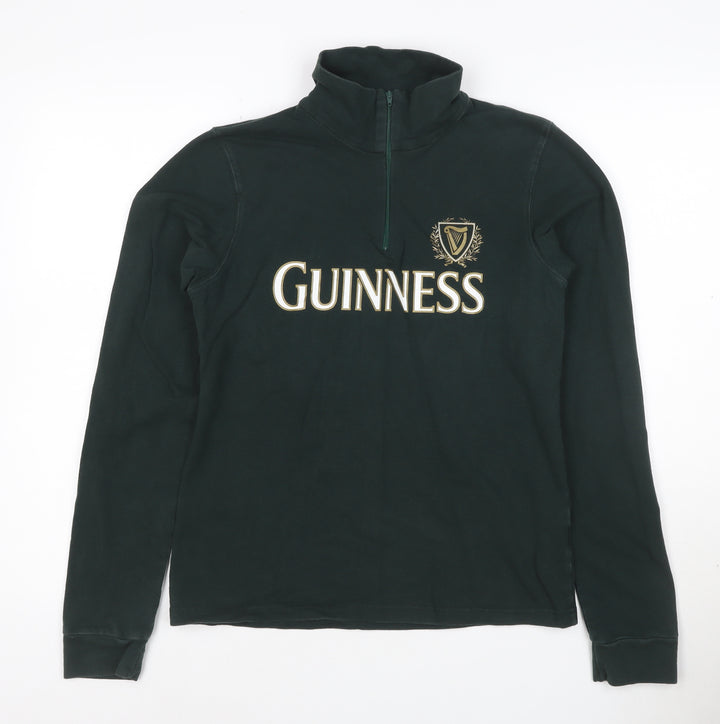 Guinness Women's Dark Green 1/4 Zip Long Sleeve Cotton Sweatshirt L