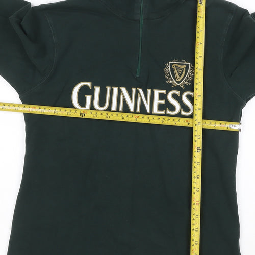 Guinness Women's Dark Green 1/4 Zip Long Sleeve Cotton Sweatshirt L
