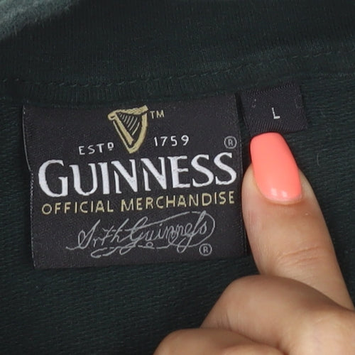 Guinness Women's Dark Green 1/4 Zip Long Sleeve Cotton Sweatshirt L
