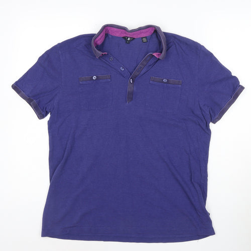 Ted Baker London Men's Blue Short Sleeve Polo Shirt Size L Cotton Blend