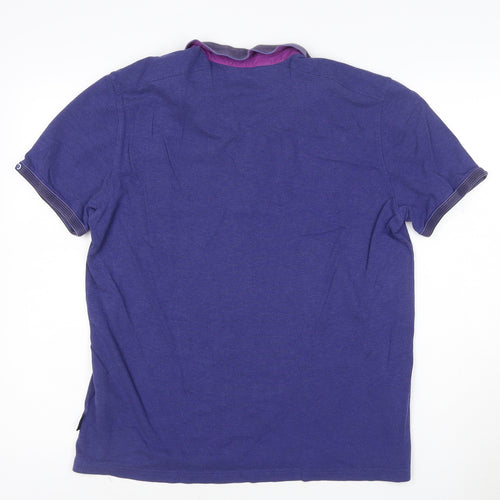 Ted Baker London Men's Blue Short Sleeve Polo Shirt Size L Cotton Blend