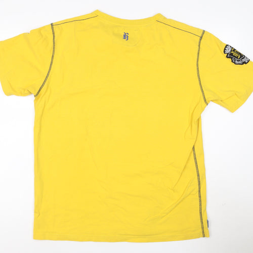 Henleys Men's Yellow 'Silver Lions' Graphic Cotton T-Shirt Size S