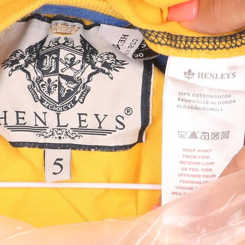Henleys Men's Yellow 'Silver Lions' Graphic Cotton T-Shirt Size S