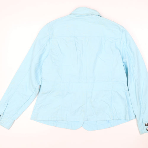 JIANQUE Women Blue 100% Cotton Single-Breasted Blazer Jacket Size L
