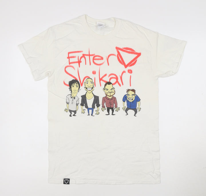 Gildan Men’s White Enter Shikari Band Graphic Cotton T-Shirt Size S