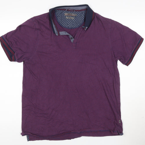 Jeff Banks Men's Purple Short Sleeve Cotton Polo Shirt L