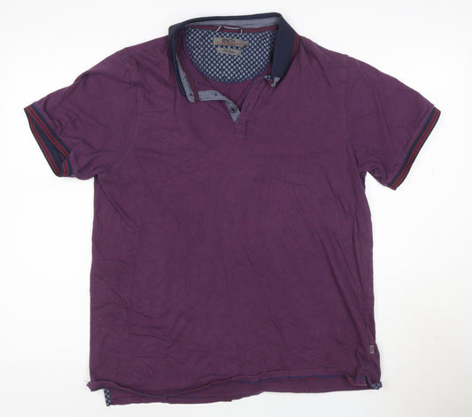 Jeff Banks Men's Purple Short Sleeve Cotton Polo Shirt L