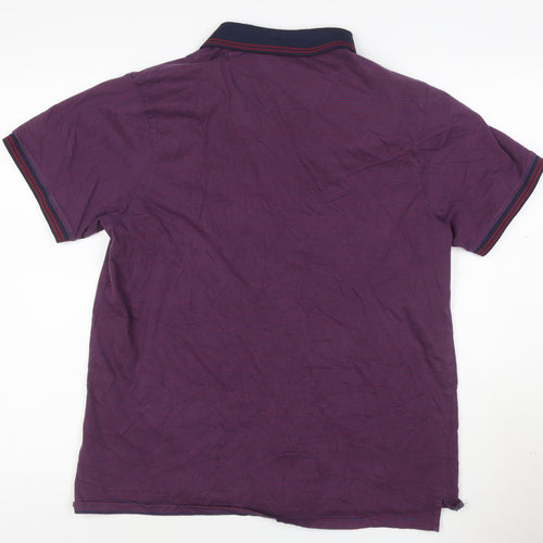 Jeff Banks Men's Purple Short Sleeve Cotton Polo Shirt L
