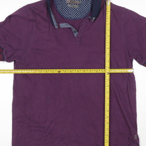 Jeff Banks Men's Purple Short Sleeve Cotton Polo Shirt L