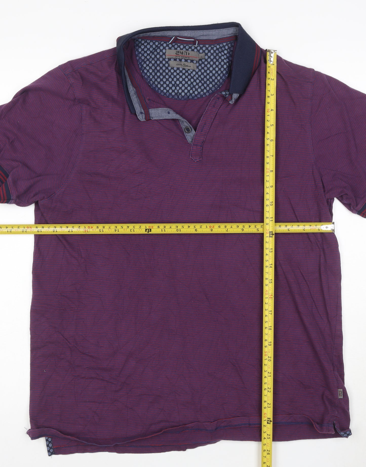Jeff Banks Men's Purple Short Sleeve Cotton Polo Shirt L