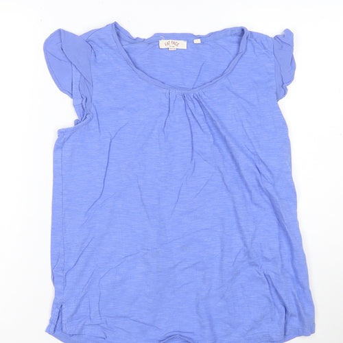 Fat Face Women's Blue Cotton Flutter Sleeve Casual Blouse UK 10