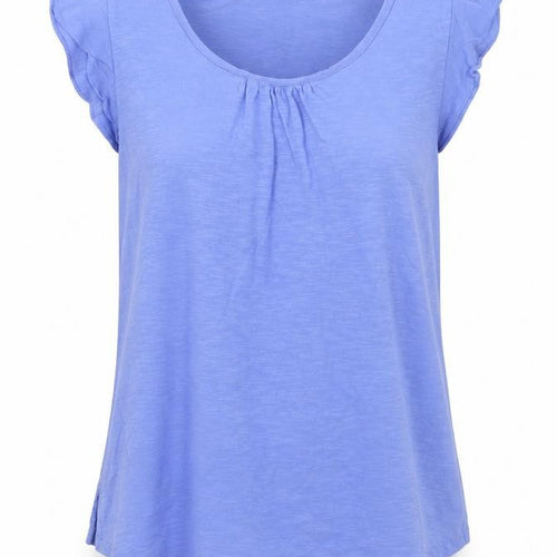 FatFace Women's Blue Cotton Flutter Sleeve Casual Blouse UK 10