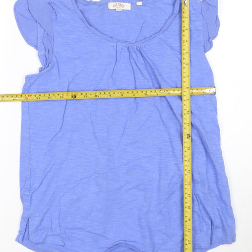 Fat Face Women's Blue Cotton Flutter Sleeve Casual Blouse UK 10